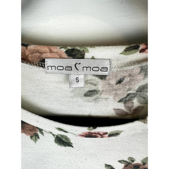 Pre-Loved half Floral/ half pale pink long sleeve top SML - Picture 6 of 8